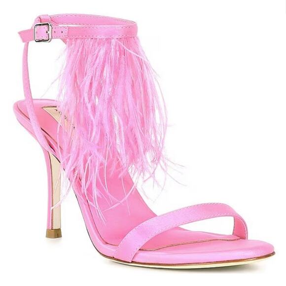 Antonio Melani Breast Cancer Awareness Capsule Stacy Feather Stilettos 9.5M - Picture 1 of 6